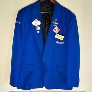 HTF Washington DC Travelers Aid Men’s Blue Blazer Sz Large Metropolitan Airports